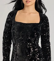 Ayden Long Sleeve Velvet Sequin Mini Dress