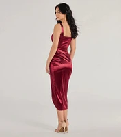 Samantha Formal Satin Midi Dress