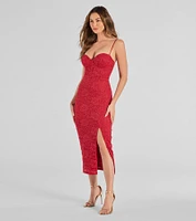 Arlowe Glitter Lace Corset Midi Dress