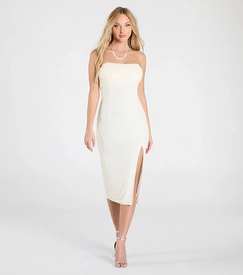 Kris Strapless Bodycon Beaded Midi Formal Dress