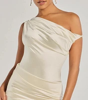 Marleigh Satin Off-Shoulder Mini Dress