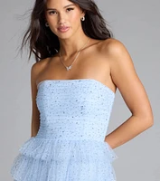 Arie Strapless Rhinestone A-Line Party Dress