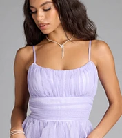 Louisa Ruffle Glitter Skater Short Dress