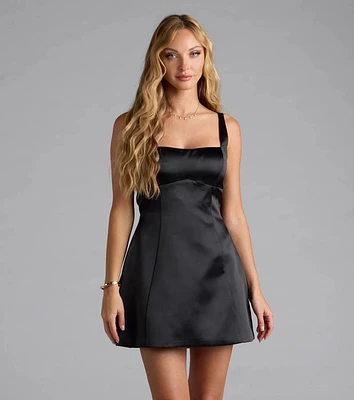 Amalia Bow A-Line Satin Short Dress