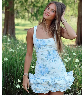 Fae Floral Ruffled Mini Dress