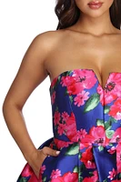Nancy Floral Satin Party Dress