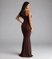 Juliana Ruche Mermaid Mesh Formal Dress
