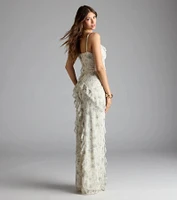 Diana V-Neck Mermaid Floral Ruffle Formal Dress