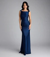 Blanca Boat Neck Mermaid Formal Dress