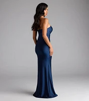 Cheryl Strapless Slit Mermaid Formal Dress