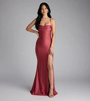 Delia Formal Cowl Neck Long Dress