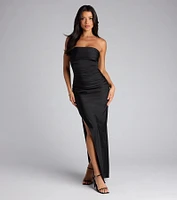 Anisley Strapless High Slit Column Formal Dress
