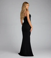 Mischka Strapless Mermaid Glitter Formal Dress