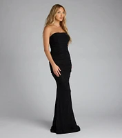Mischka Strapless Mermaid Glitter Formal Dress