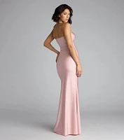 Cheryl Strapless Slit Mermaid Formal Dress