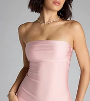 Cheryl Strapless Slit Mermaid Formal Dress