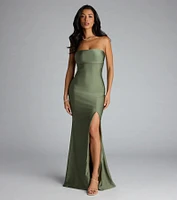 Cheryl Strapless Slit Mermaid Formal Dress