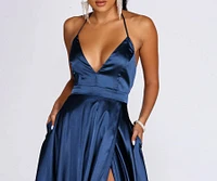 Ellie Formal Satin High Slit Dress
