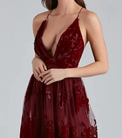 Morgan Formal Flocked Velvet Dress