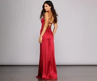 Renée Lace-Up Satin Dress