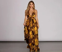 Donna Chiffon Deep V Gown