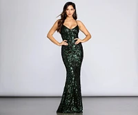 Taisia Formal Sequin Scroll Dress