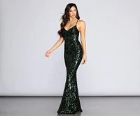 Taisia Formal Sequin Scroll Dress