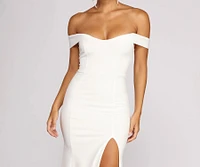 Theia Crepe Side Slit Gown