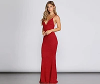 Loren Glitter Knit V Dress