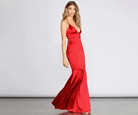 Addie Satin Lattice Mermaid Dress