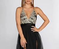 Arya Formal Embroidered Tulle Dress