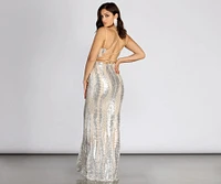 Constance Lace Back Sequin Dress