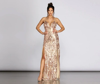 Mckenna Formal Sequin Scroll Dress