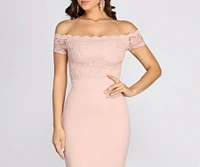 Peyton Off Shoulder Lace Crepe Dress