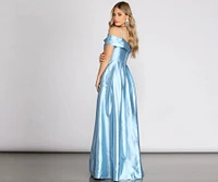 Cecilia Satin Off Shoulder A-Line Dress