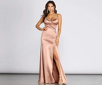 Amelia Formal High Slit Satin Dress
