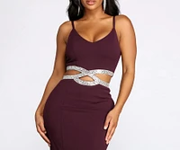 Davia Rhinestone Pretzel Trim Mermaid Dress