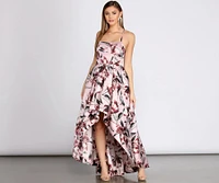 Tatum Satin Floral High Low Dress