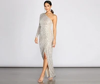 Sage One Shoulder Sequin Dress