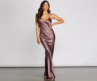 Chantel Cowl Back Satin Dress
