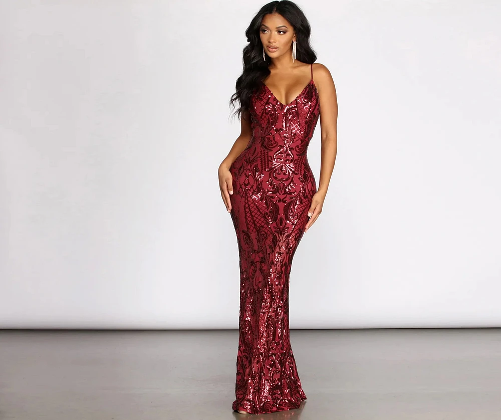 Seline Formal Sequin Scroll Dress