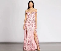 Camilla Sequin Off Shoulder A-Line Dress