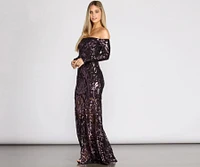 Daphne Sequin Off Shoulder Mermaid Dress