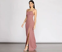 Aracely Glitter Crepe Mermaid Dress