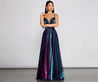 Vanda Formal Iridescent Metallic Dress
