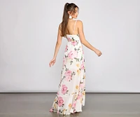 Aleena Formal Ruffled Chiffon Floral Dress