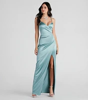 Jolina Wrap Skirt Satin Dress