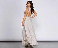 Marie-Anne Glitter High Slit Dress