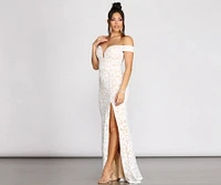 Marzia Scroll Sequin Mesh Mermaid Dress