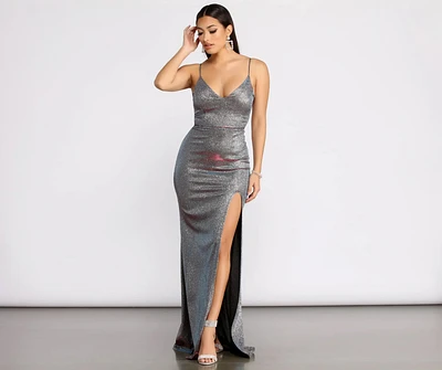 Kari High Slit Glitter Dress